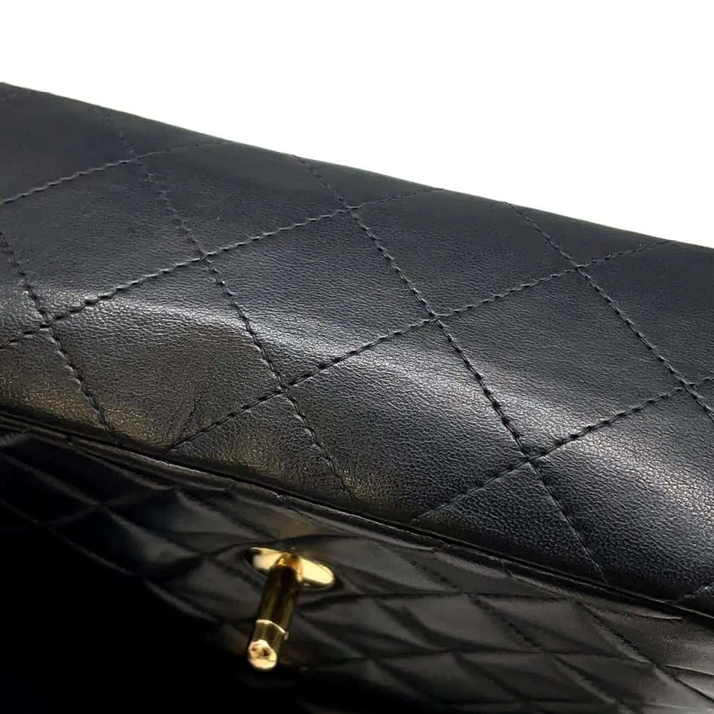 CHANEL Mini Matelasse Single Flap ChainShoulder Bag Black A01115 Lambskin