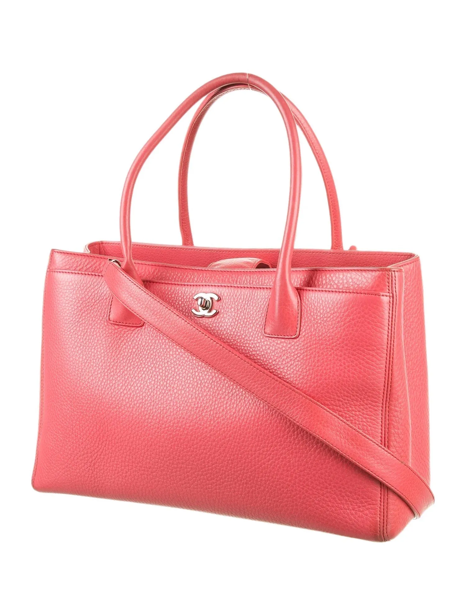 CHANEL PEBBLED LEATHER LARGE EXECUTIVE TOTE BAG WITH SHOULDER STRAP