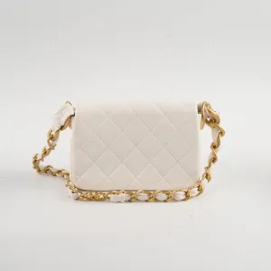 Chanel Seasonal Shoulder Bag White Microchip
