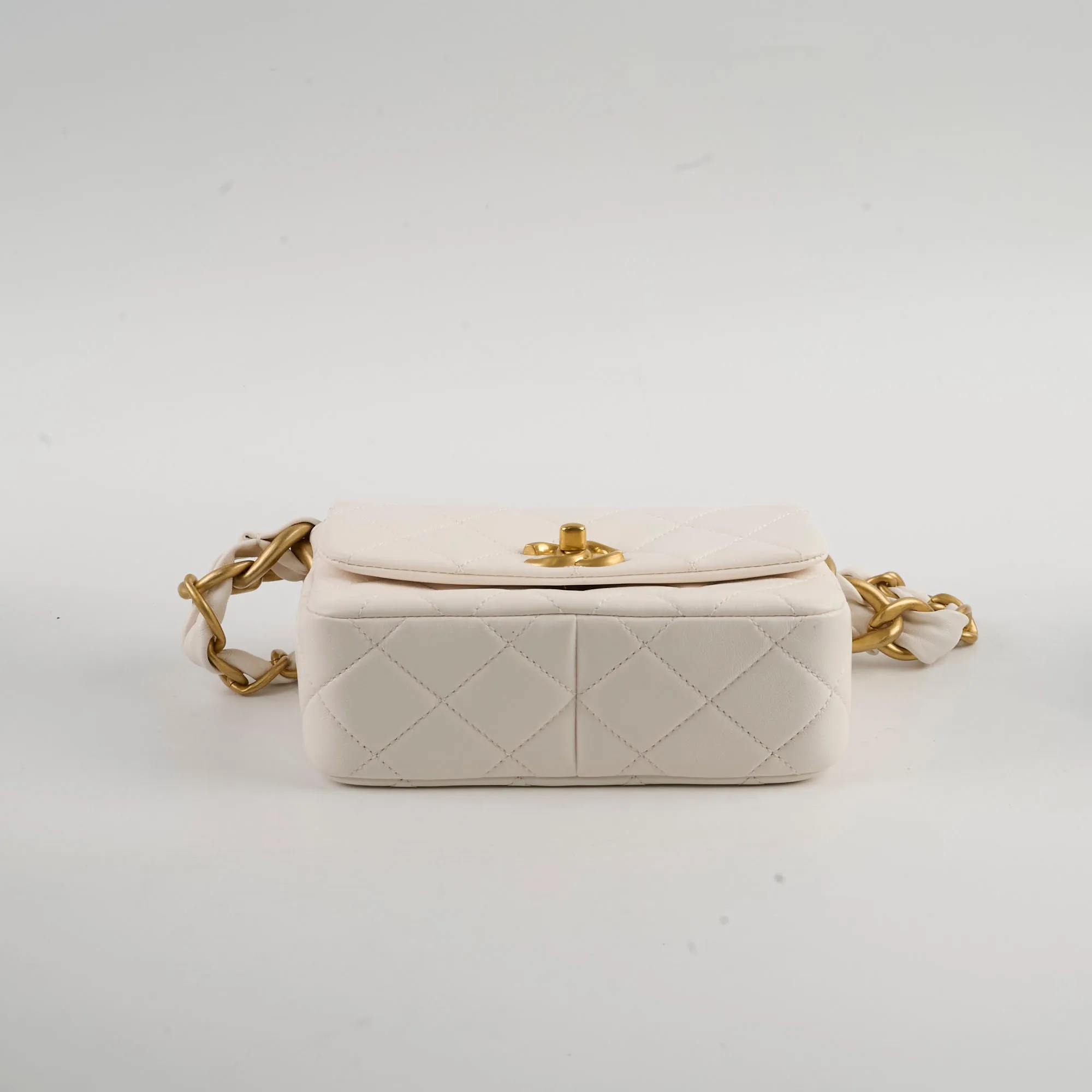 Chanel Seasonal Shoulder Bag White Microchip