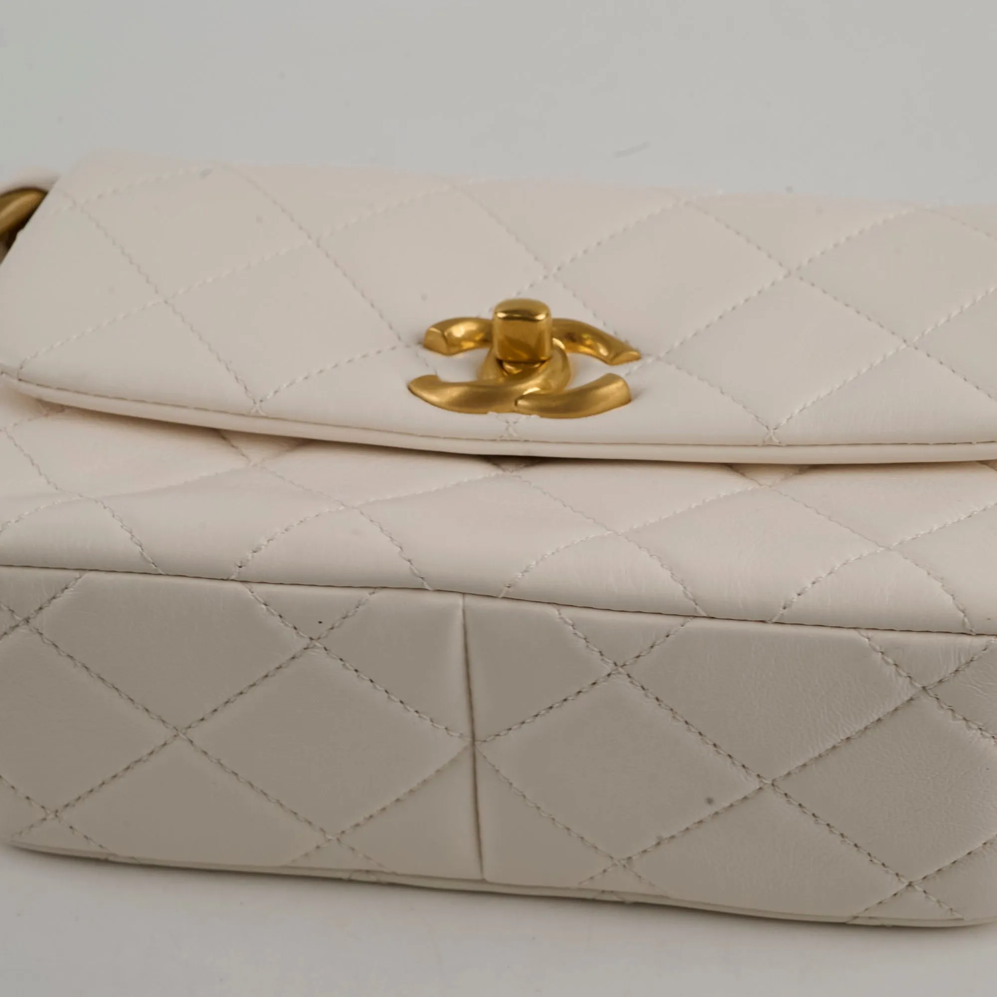 Chanel Seasonal Shoulder Bag White Microchip