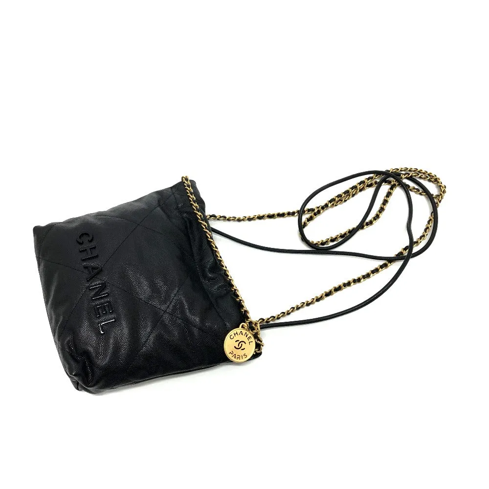 CHANEL Shoulder Bag AS3980 Caviar skin black Matrasse Chanel 22 So Black Women Used