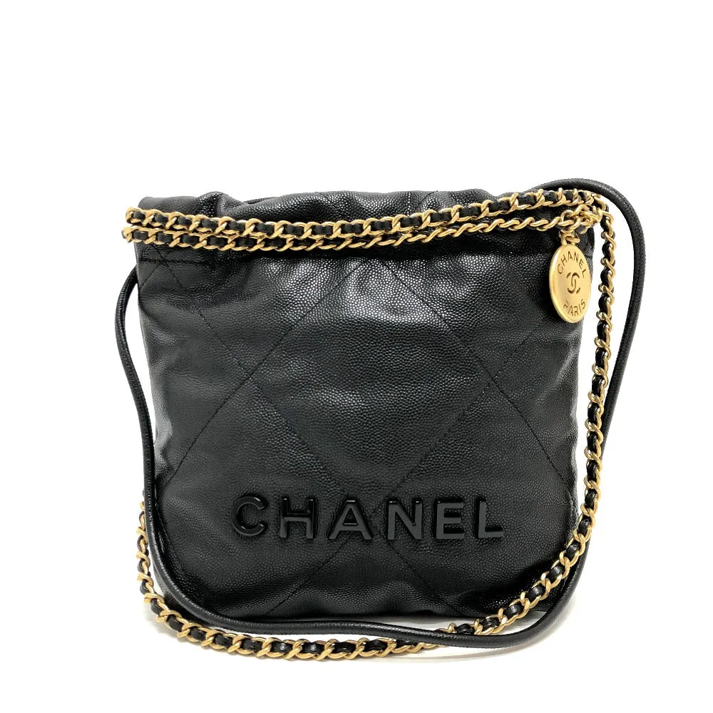 CHANEL Shoulder Bag AS3980 Caviar skin black Matrasse Chanel 22 So Black Women Used