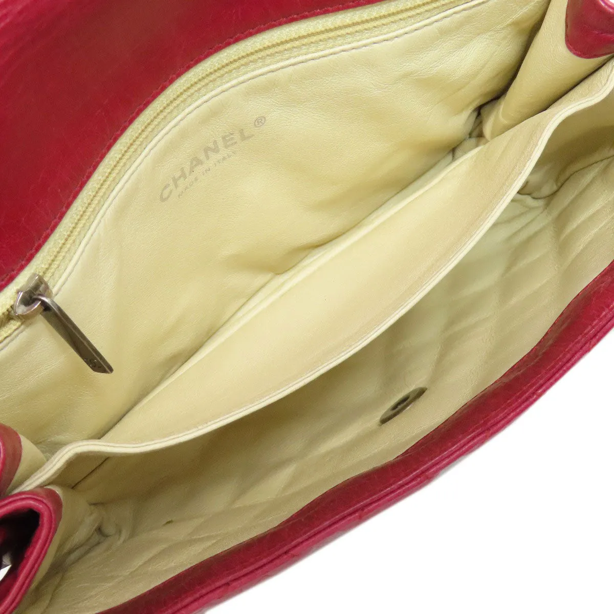 CHANEL Shoulder Bag Calfskin Red ChainShoulder Boy Chanel SilverMetal Women Used