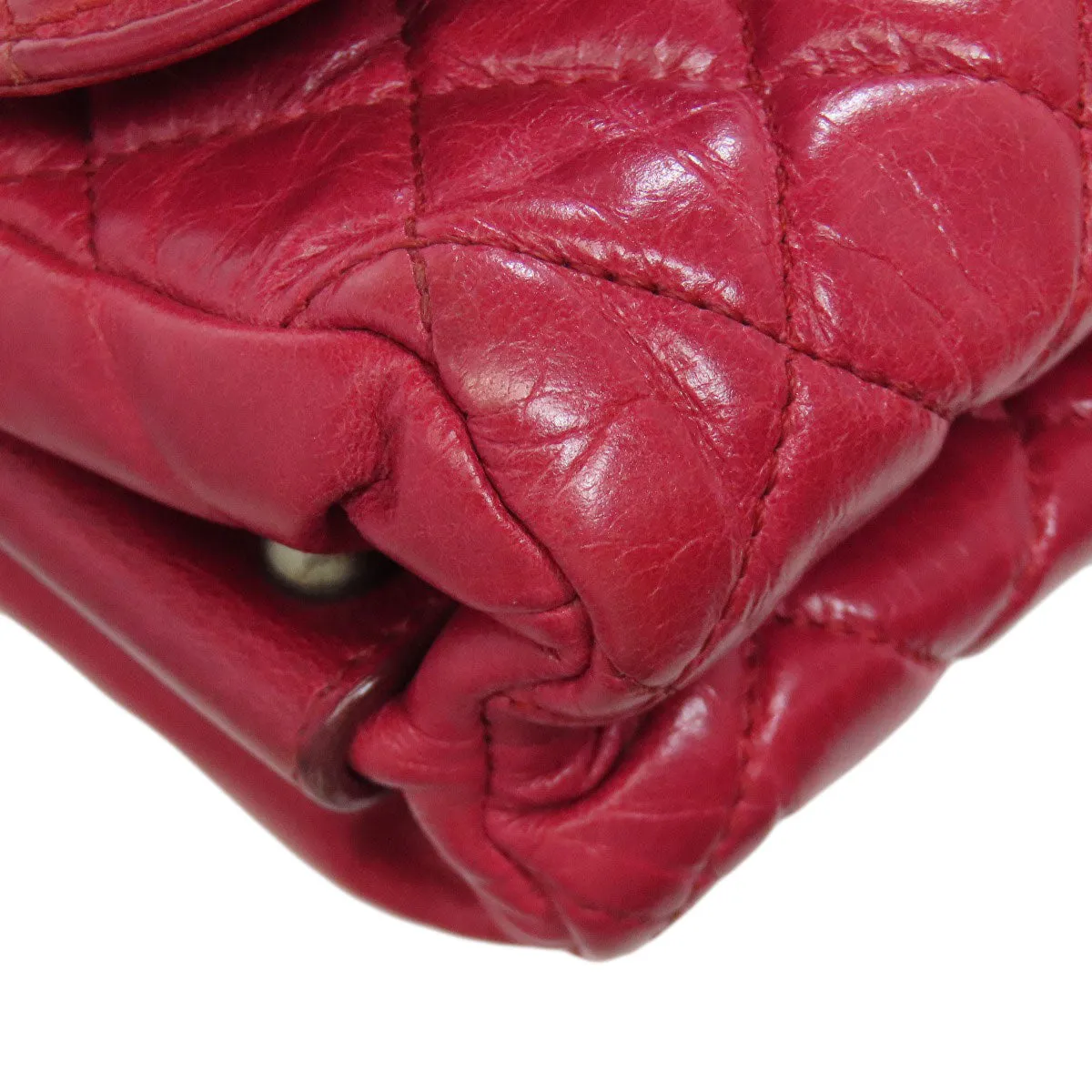 CHANEL Shoulder Bag Calfskin Red ChainShoulder Boy Chanel SilverMetal Women Used