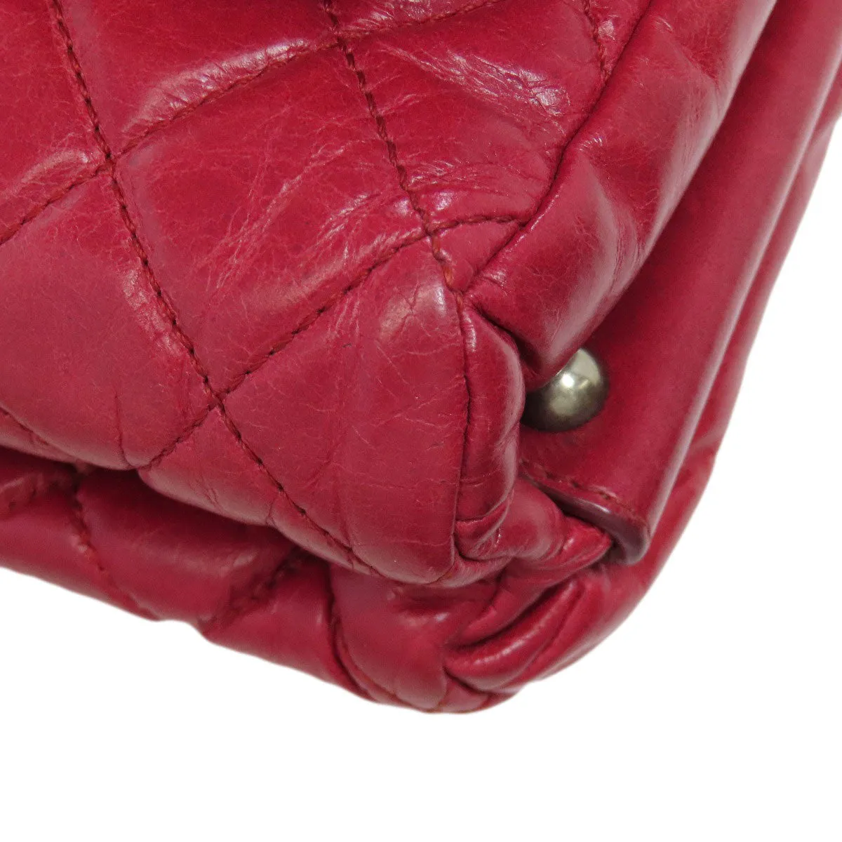 CHANEL Shoulder Bag Calfskin Red ChainShoulder Boy Chanel SilverMetal Women Used