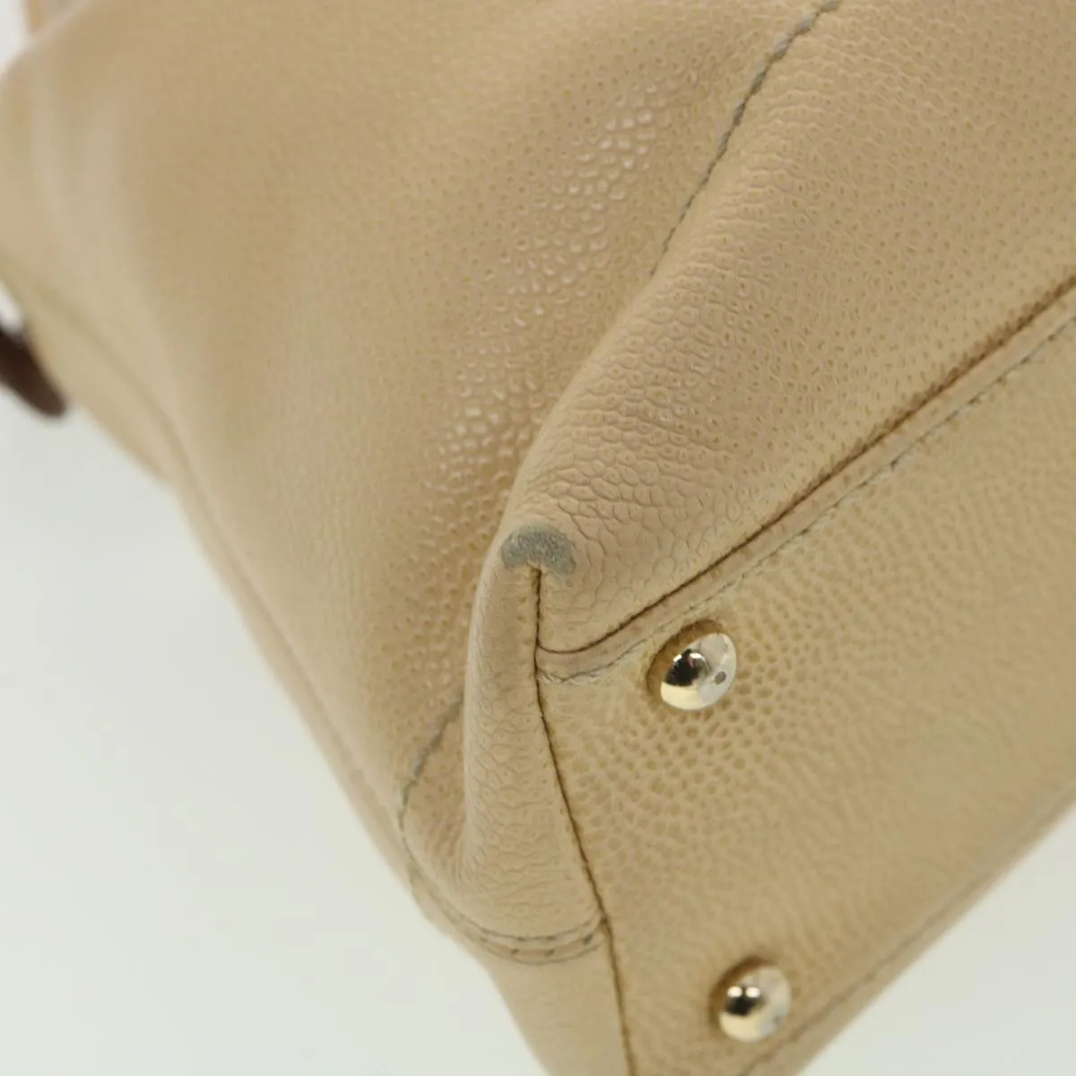 CHANEL Shoulder Bag Caviar Skin Beige CC Auth am3924