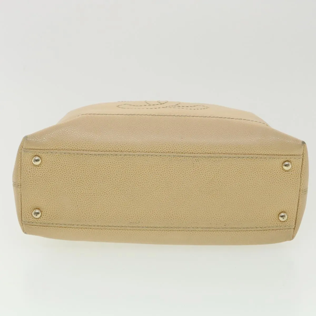 CHANEL Shoulder Bag Caviar Skin Beige CC Auth am3924