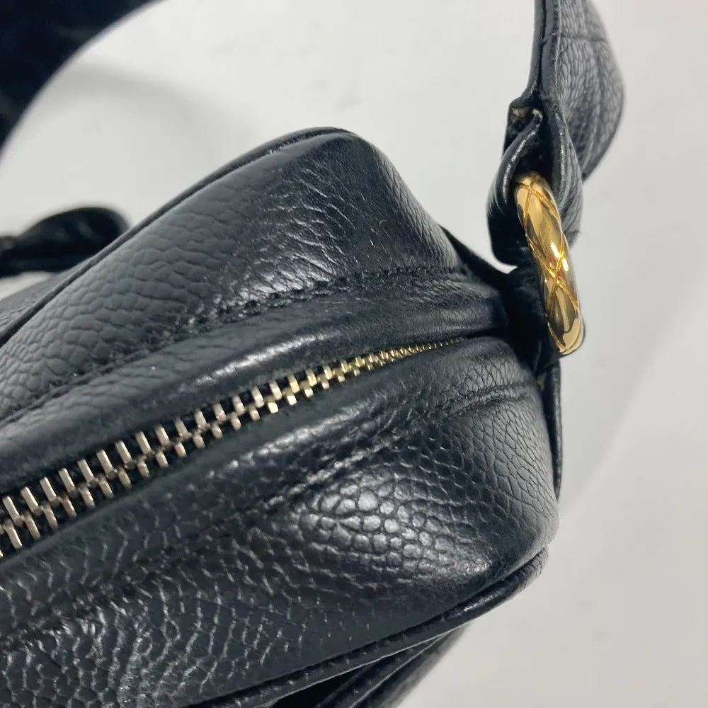 CHANEL Shoulder Bag Caviar skin black Vintage CC COCO Mark quilting matelasse Women Used