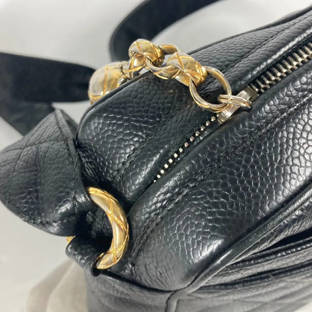 CHANEL Shoulder Bag Caviar skin black Vintage CC COCO Mark quilting matelasse Women Used