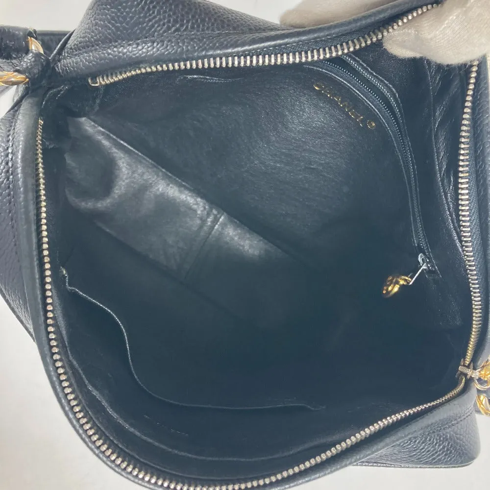 CHANEL Shoulder Bag Caviar skin black Vintage CC COCO Mark quilting matelasse Women Used