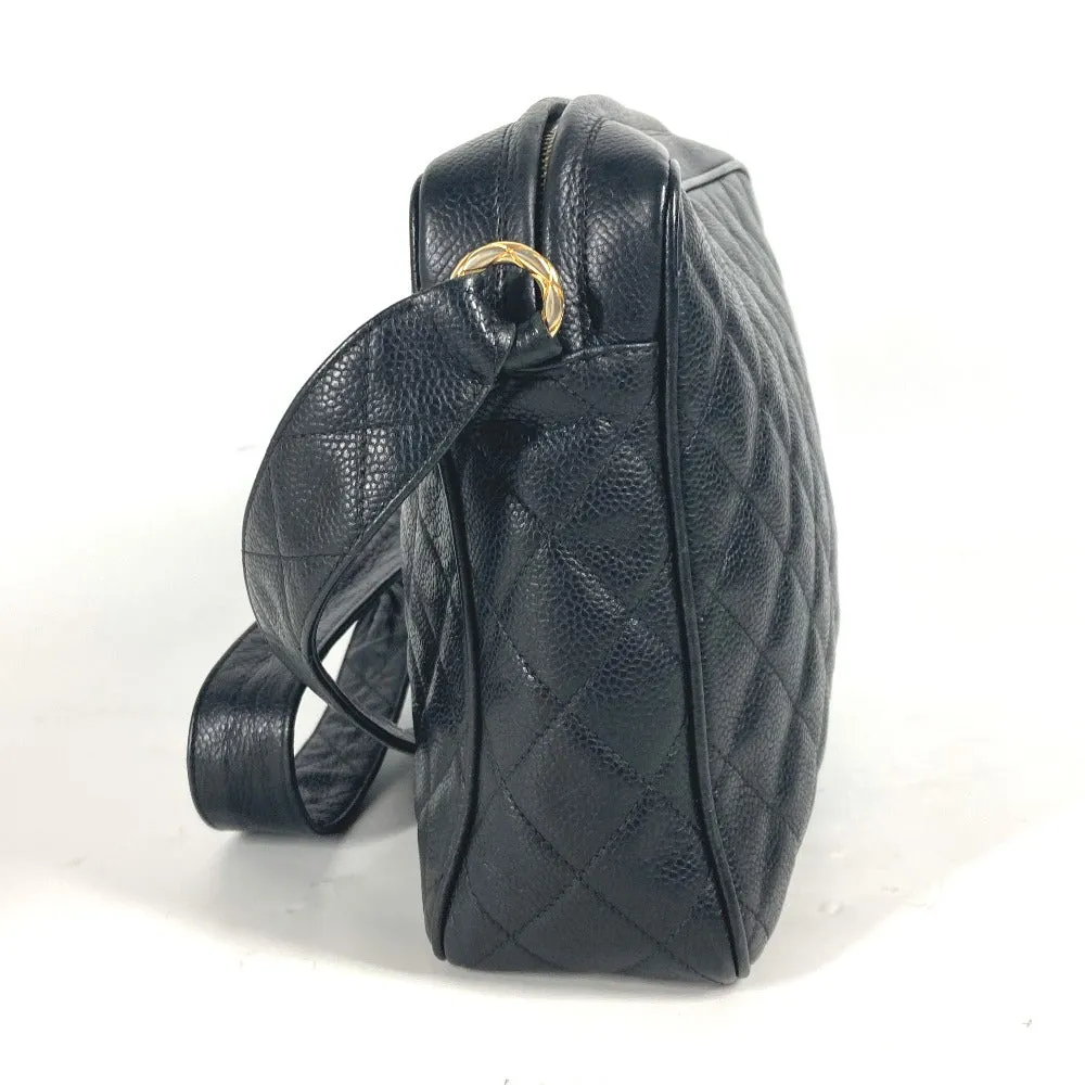 CHANEL Shoulder Bag Caviar skin black Vintage CC COCO Mark quilting matelasse Women Used