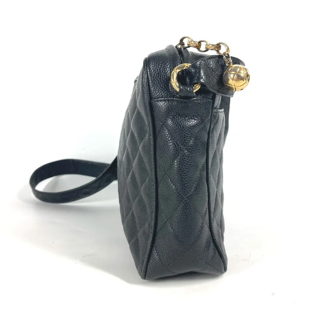 CHANEL Shoulder Bag Caviar skin black Vintage CC COCO Mark quilting matelasse Women Used