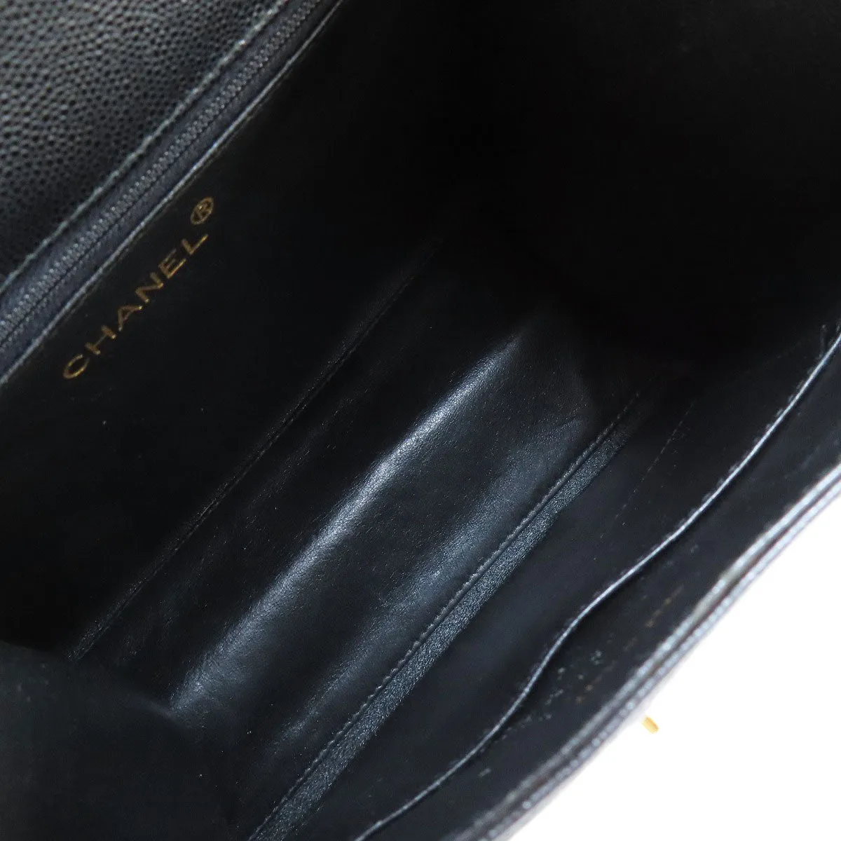 CHANEL Shoulder Bag Caviar skin black