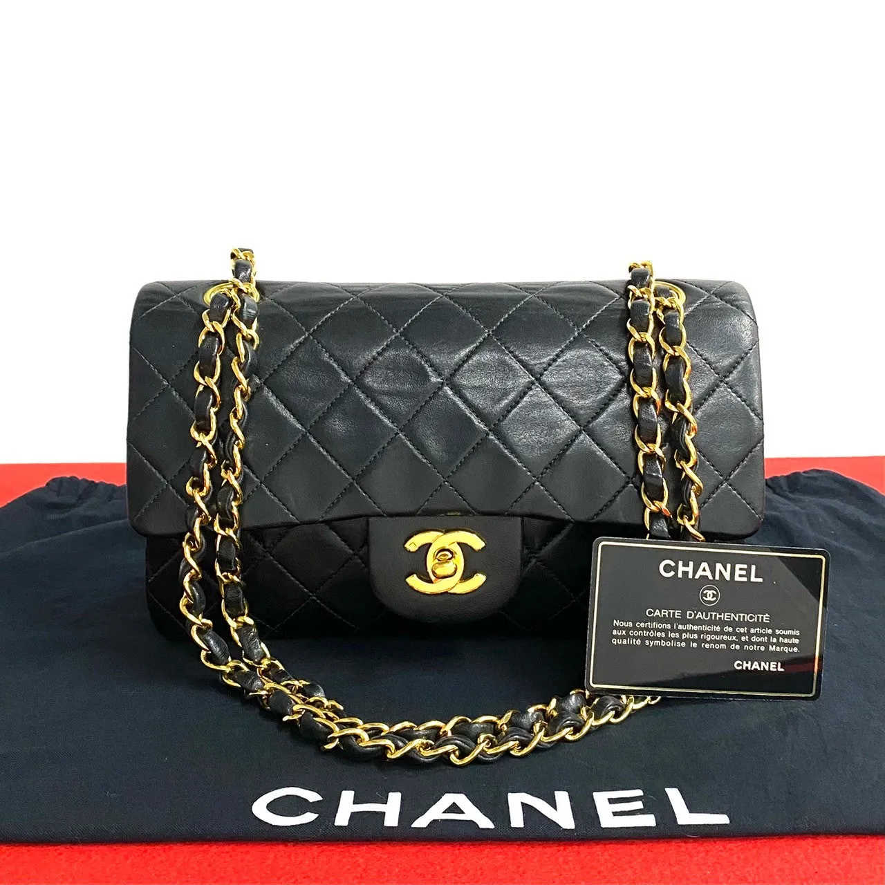 CHANEL Shoulder Bag lambskin black COCO Mark Matelasse Double Flap 23 Women Used