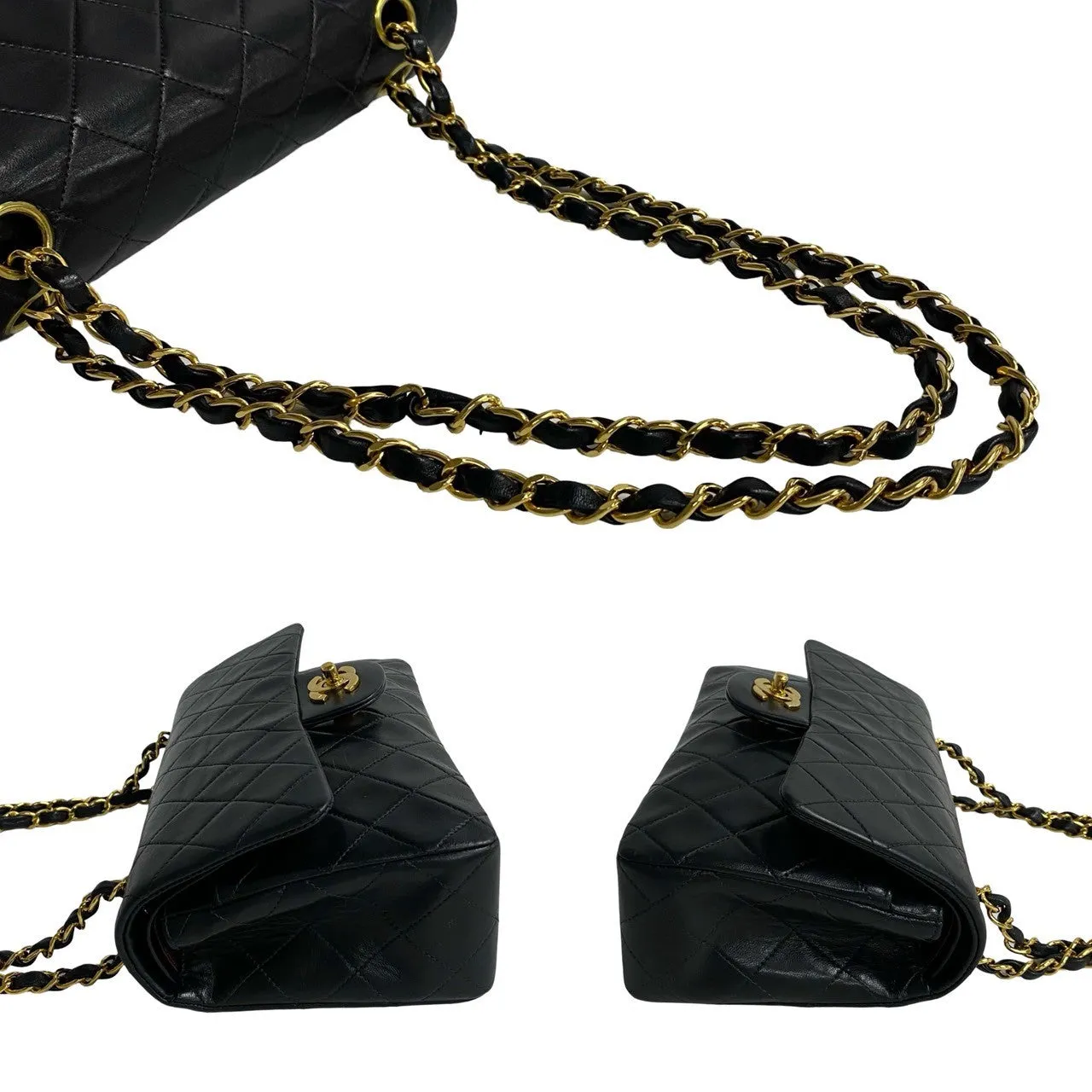 CHANEL Shoulder Bag lambskin black COCO Mark Matelasse Double Flap 23 Women Used
