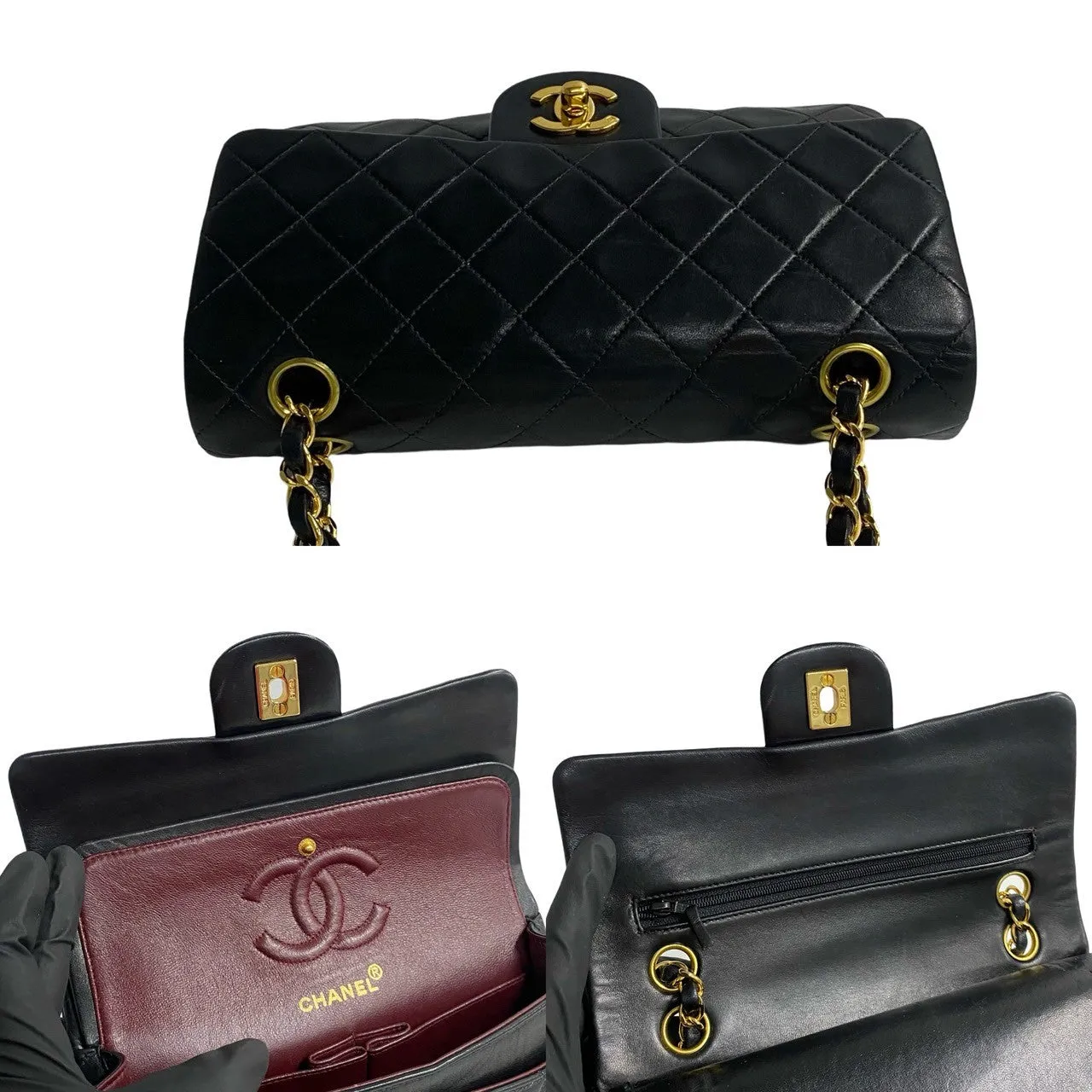 CHANEL Shoulder Bag lambskin black COCO Mark Matelasse Double Flap 23 Women Used