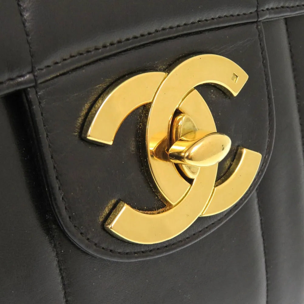 CHANEL Shoulder Bag lambskin black Mademoiselle Deca Matelasse COCO Mark Women Used