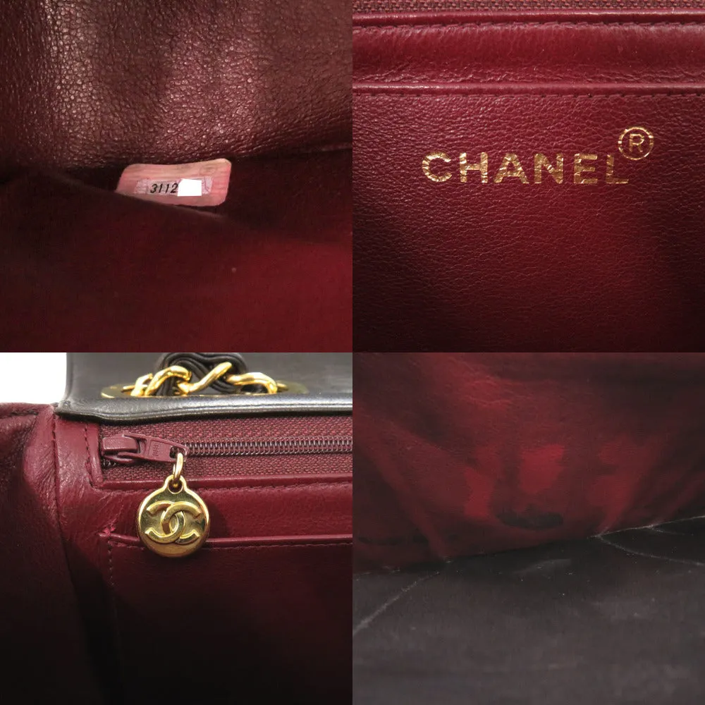 CHANEL Shoulder Bag lambskin black Mademoiselle Deca Matelasse COCO Mark Women Used