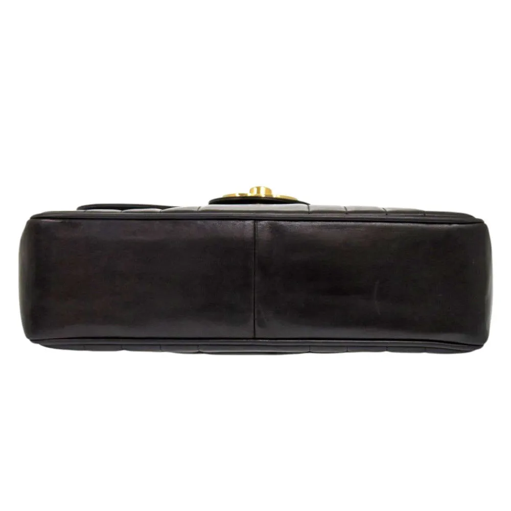 CHANEL Shoulder Bag lambskin black Mademoiselle Deca Matelasse COCO Mark Women Used