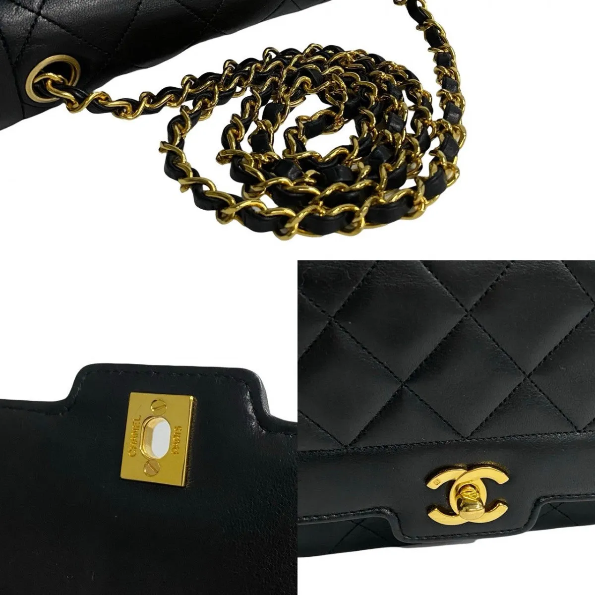 CHANEL Shoulder Bag lambskin black Matrasse