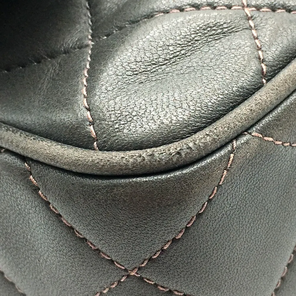 CHANEL Shoulder Bag lambskin Gray type CC COCO Mark Matrasse Fringe Women Used