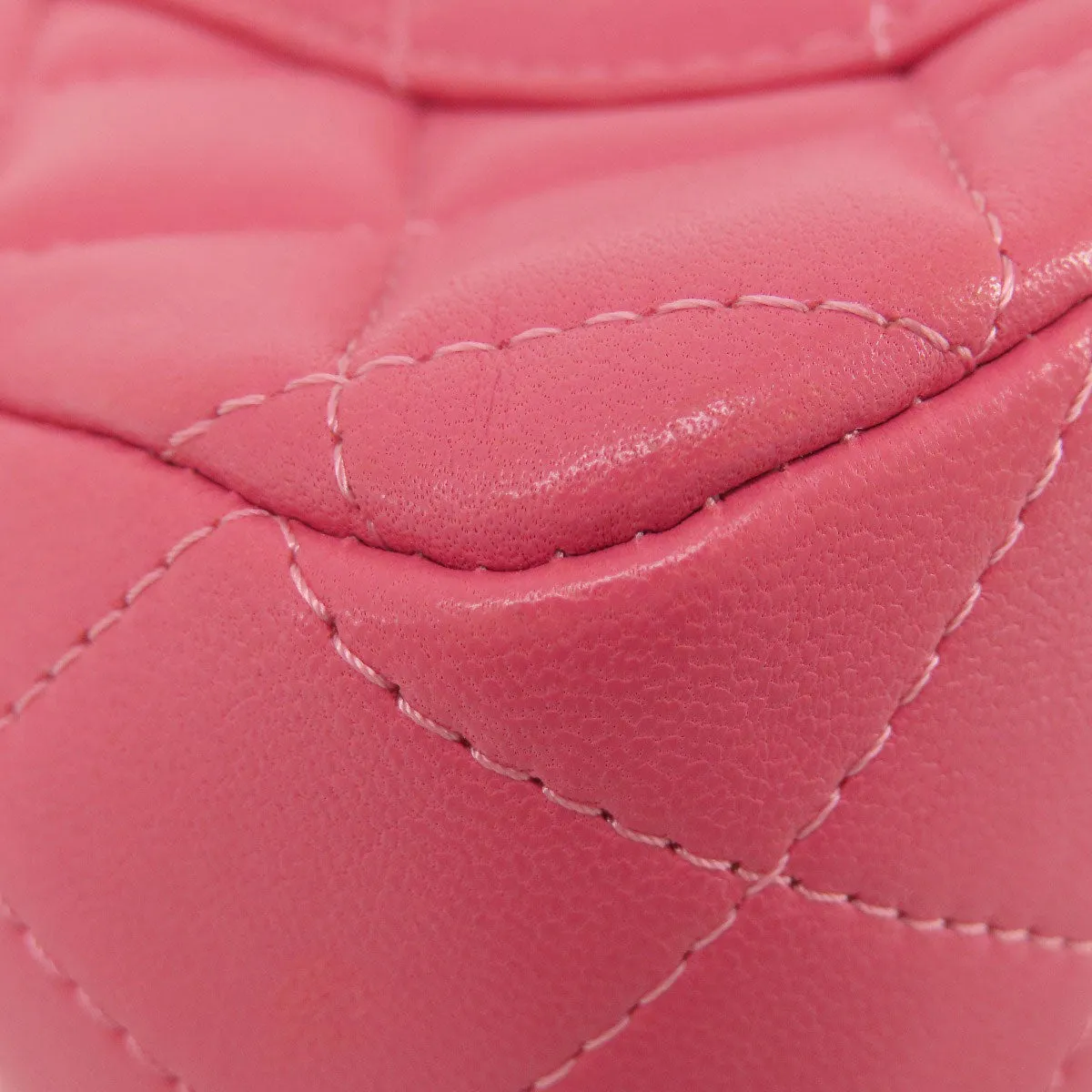 CHANEL Shoulder Bag lambskin pink ChainShoulder Matelasse SilverMetal Women Used