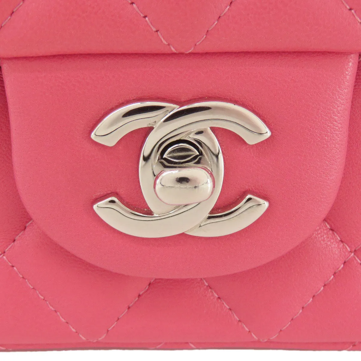 CHANEL Shoulder Bag lambskin pink ChainShoulder Matelasse SilverMetal Women Used
