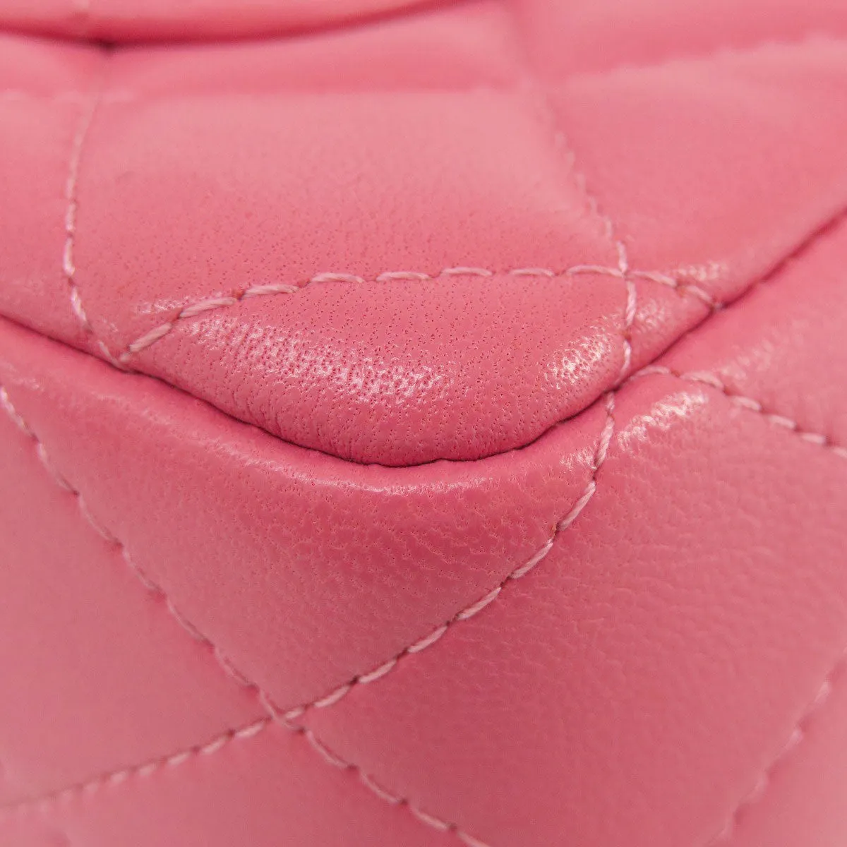CHANEL Shoulder Bag lambskin pink ChainShoulder Matelasse SilverMetal Women Used