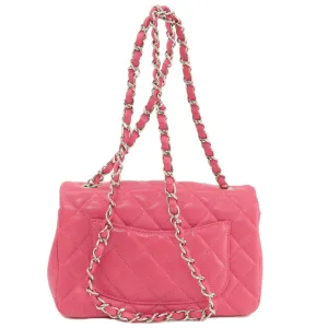 CHANEL Shoulder Bag lambskin pink ChainShoulder Matelasse SilverMetal Women Used