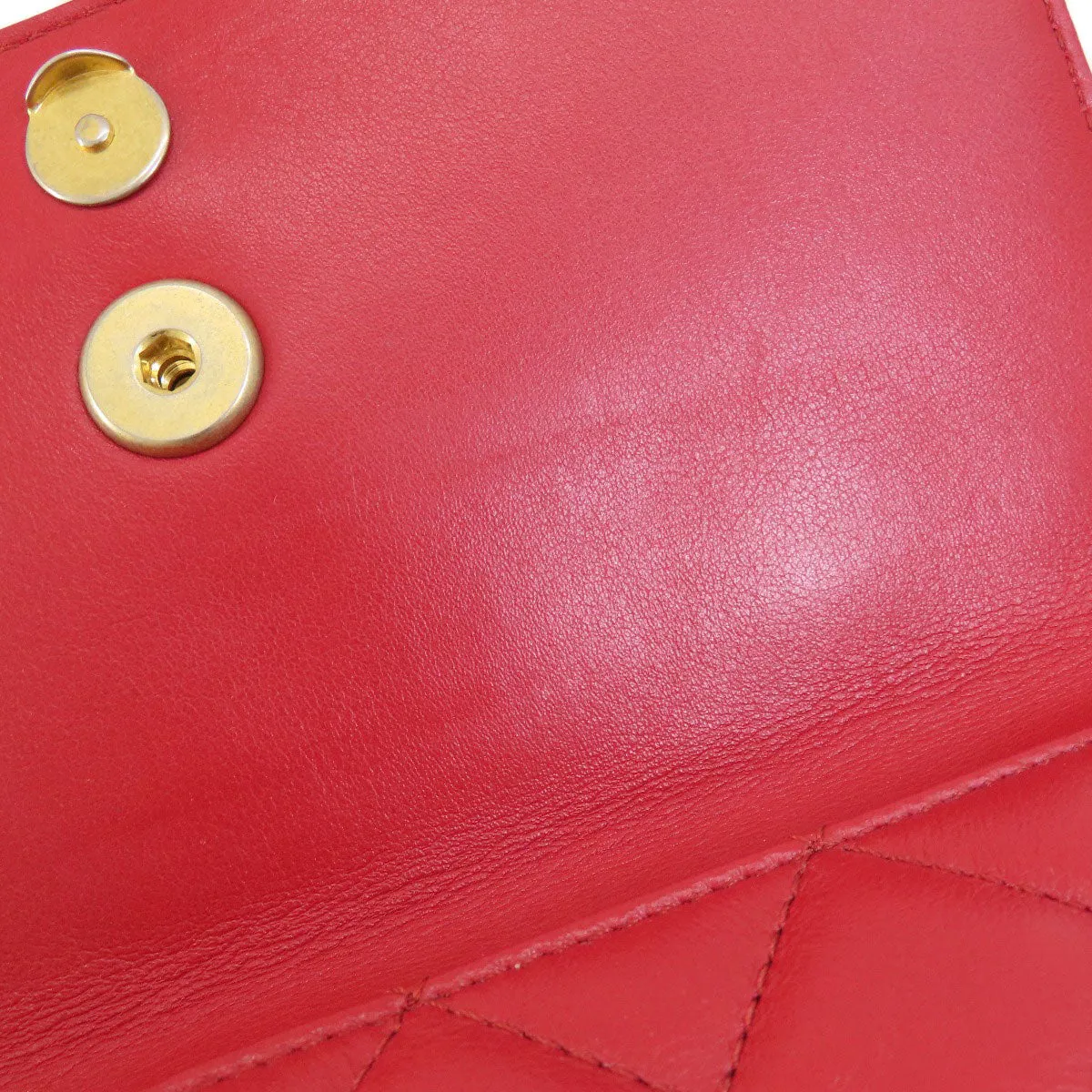 CHANEL Shoulder Bag lambskin Red ChainShoulder Matelasse SilverMetal Women Used