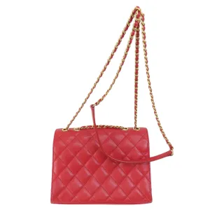 CHANEL Shoulder Bag lambskin Red ChainShoulder Matelasse SilverMetal Women Used