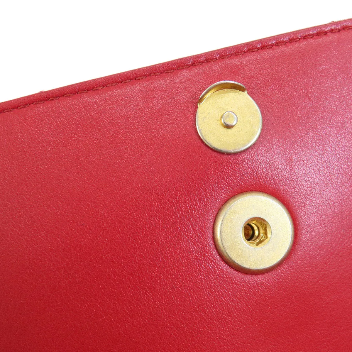 CHANEL Shoulder Bag lambskin Red ChainShoulder Matelasse SilverMetal Women Used