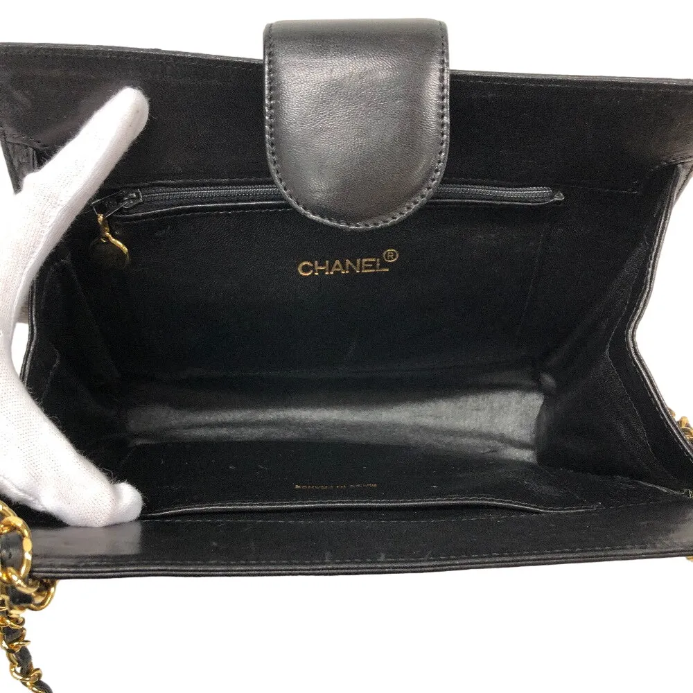 CHANEL Shoulder Bag leather black COCO Mark