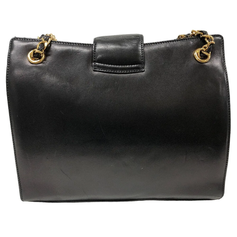 CHANEL Shoulder Bag leather black COCO Mark