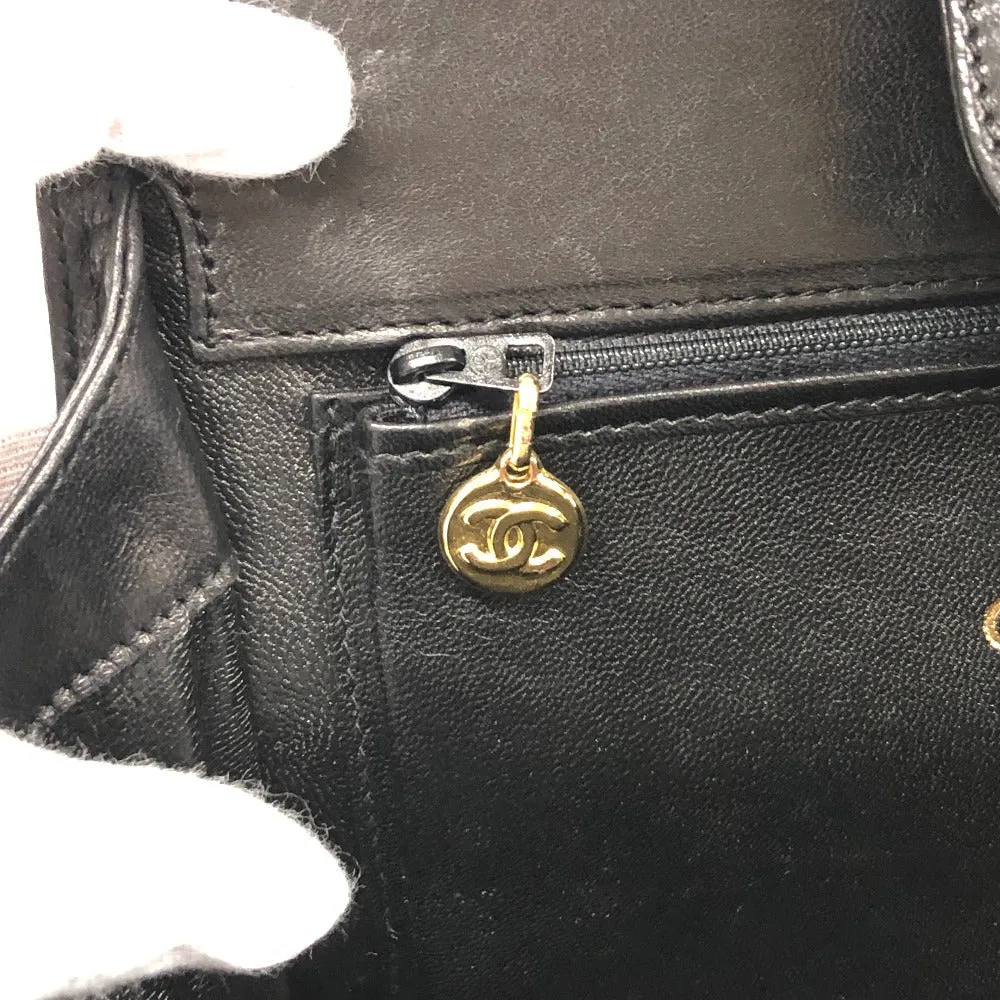 CHANEL Shoulder Bag leather black COCO Mark