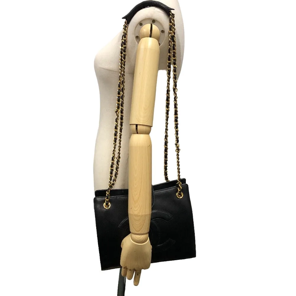 CHANEL Shoulder Bag leather black COCO Mark