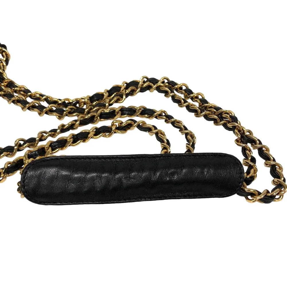 CHANEL Shoulder Bag leather black COCO Mark