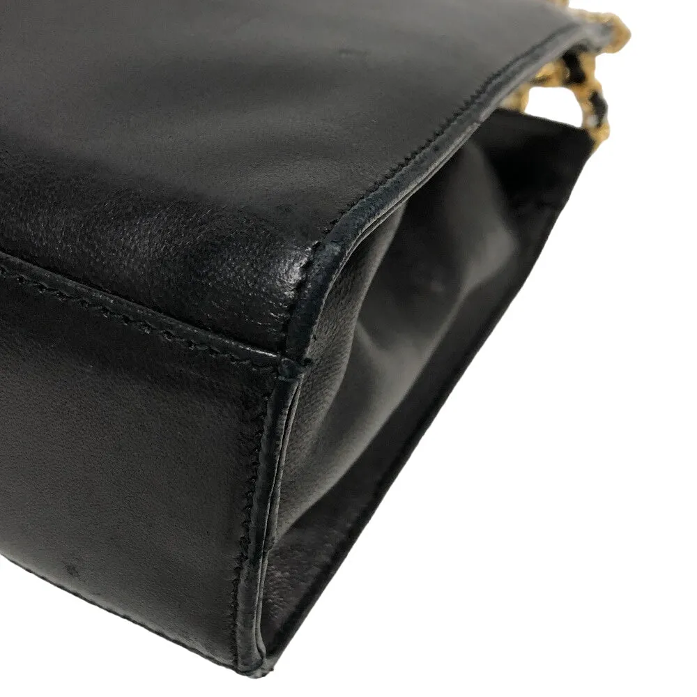 CHANEL Shoulder Bag leather black COCO Mark