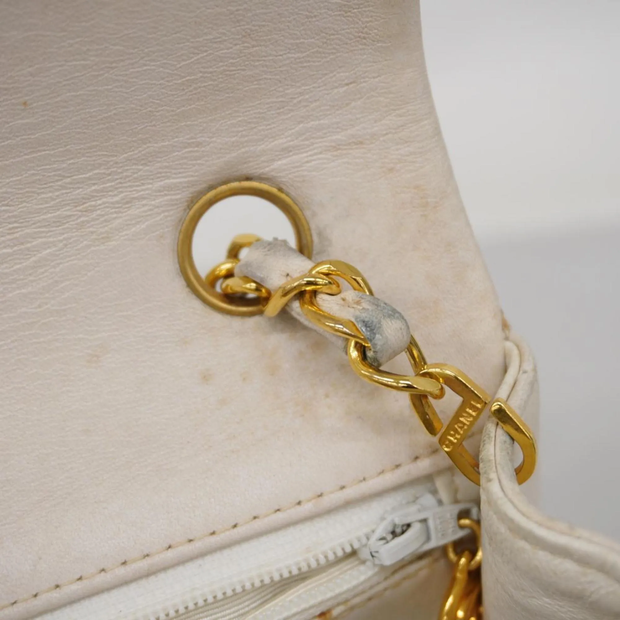 Chanel Shoulder Bag, Matelasse, Chain Shoulder, Lambskin, White, Women's