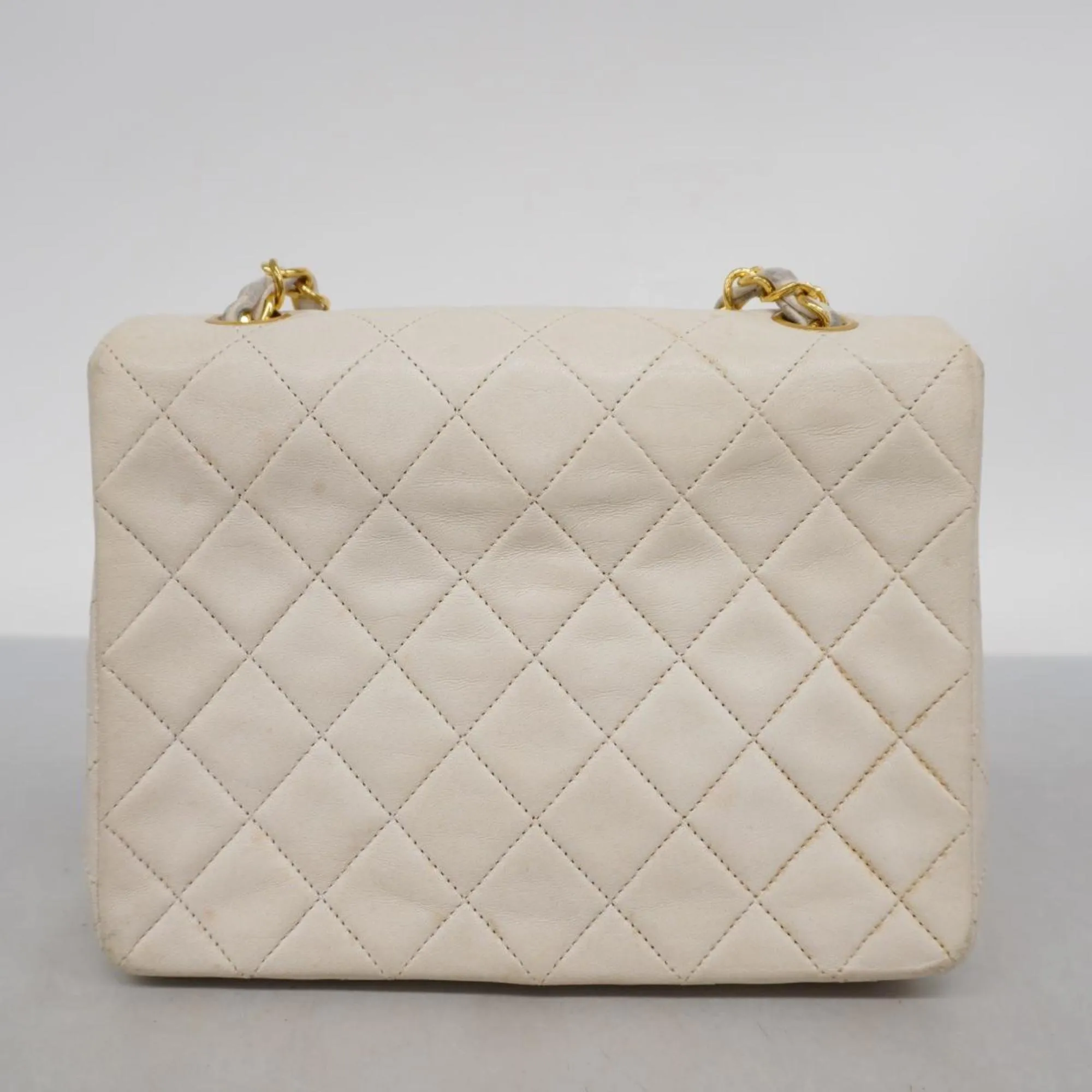 Chanel Shoulder Bag, Matelasse, Chain Shoulder, Lambskin, White, Women's