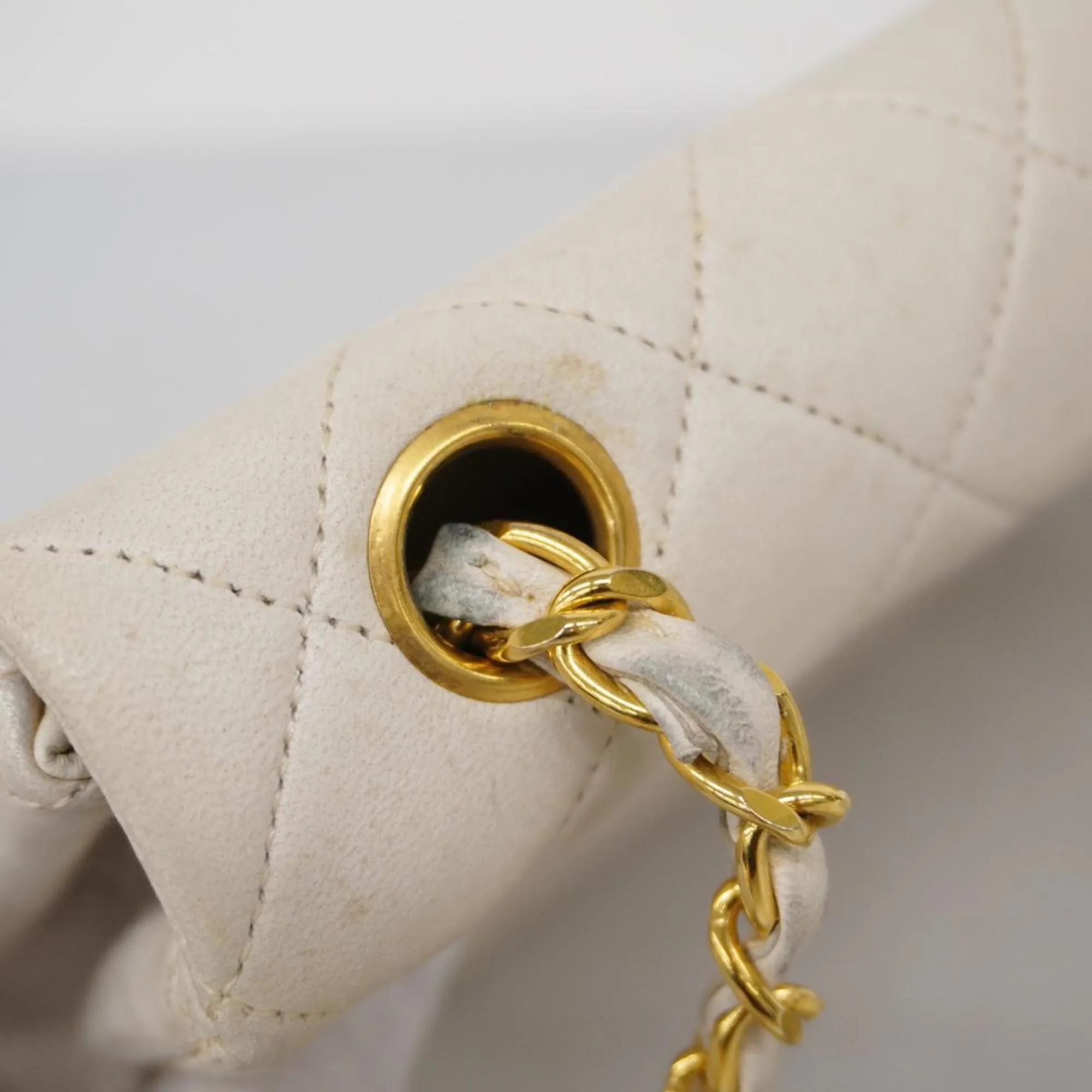 Chanel Shoulder Bag, Matelasse, Chain Shoulder, Lambskin, White, Women's