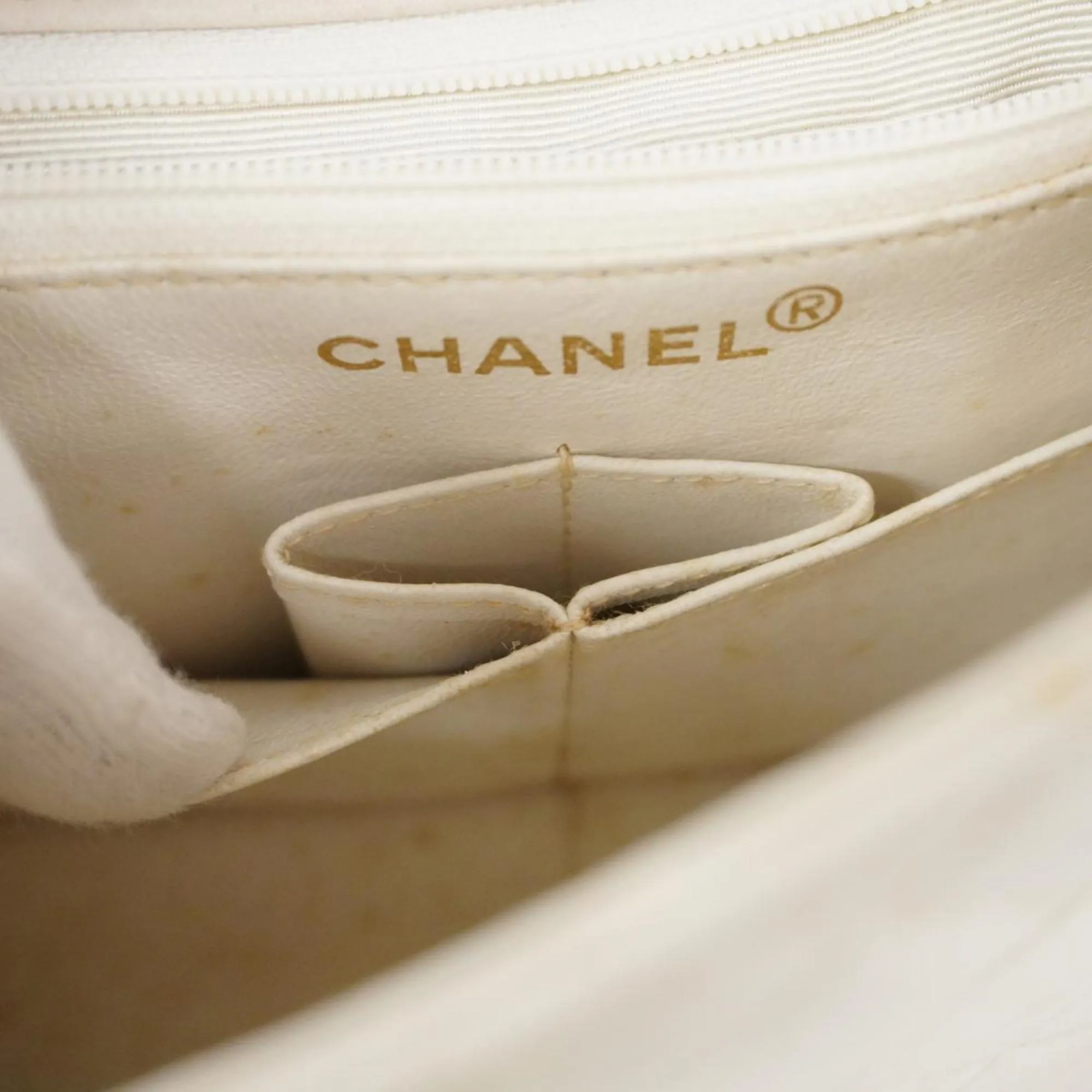 Chanel Shoulder Bag, Matelasse, Chain Shoulder, Lambskin, White, Women's