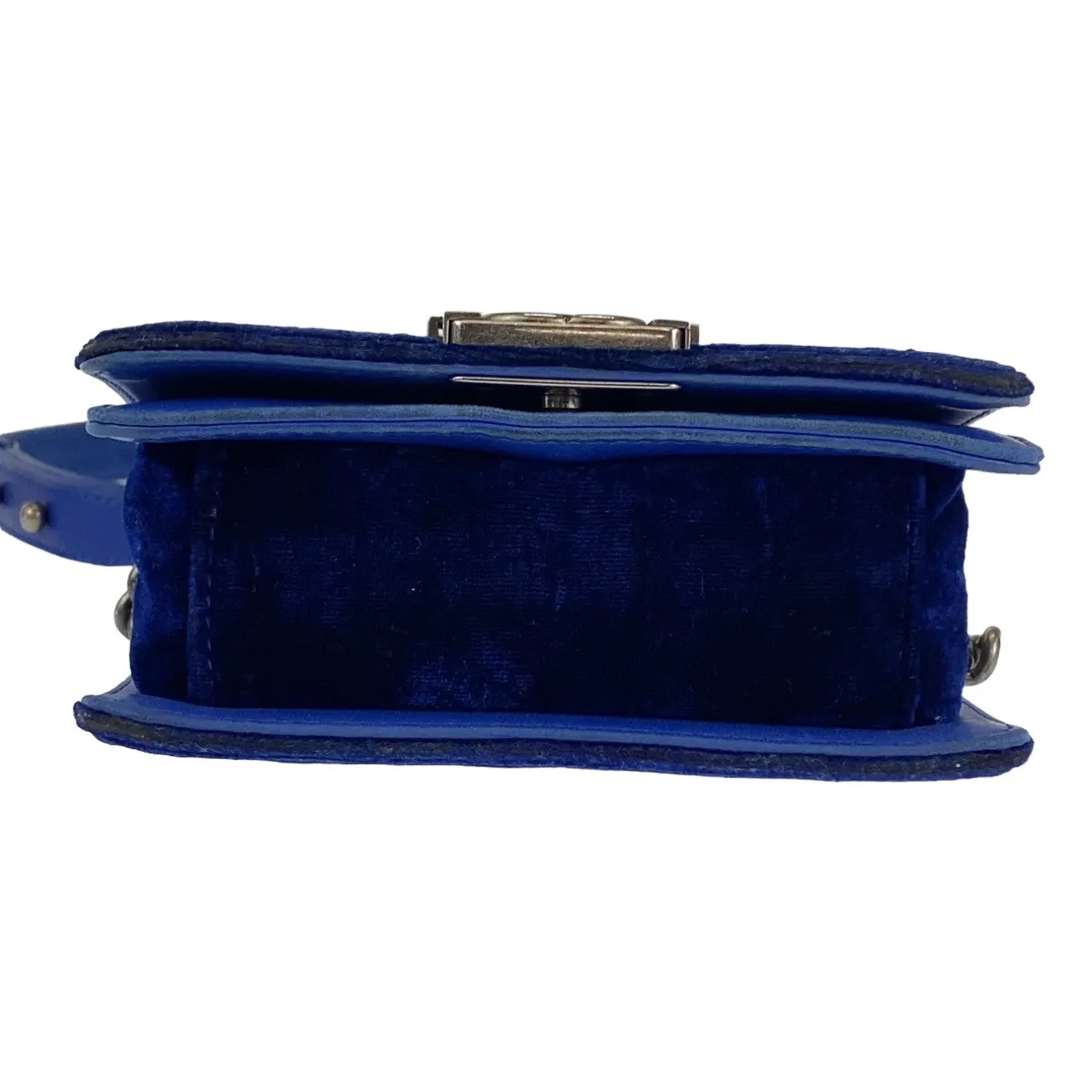 CHANEL Shoulder Bag Velour, Leather Blue Gunmetal Shoulder Bag Handbag Pochette Mini Boy Chanel Matelasse Women Used