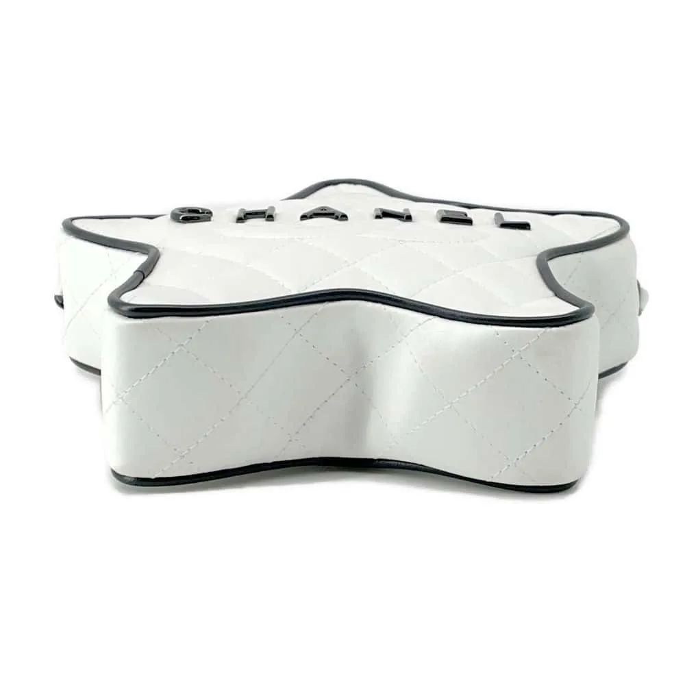 CHANEL Star ChainShoulder Bag White AS4579 Satin