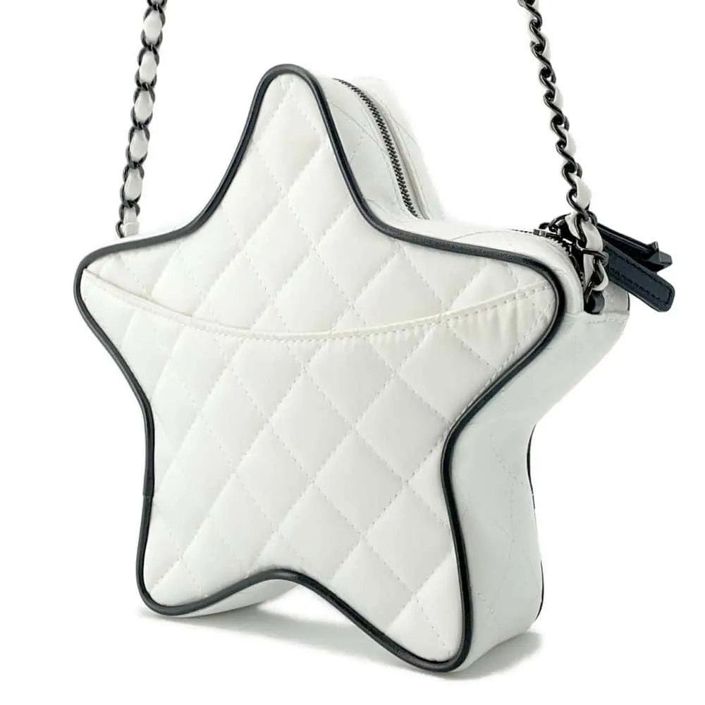 CHANEL Star ChainShoulder Bag White AS4579 Satin