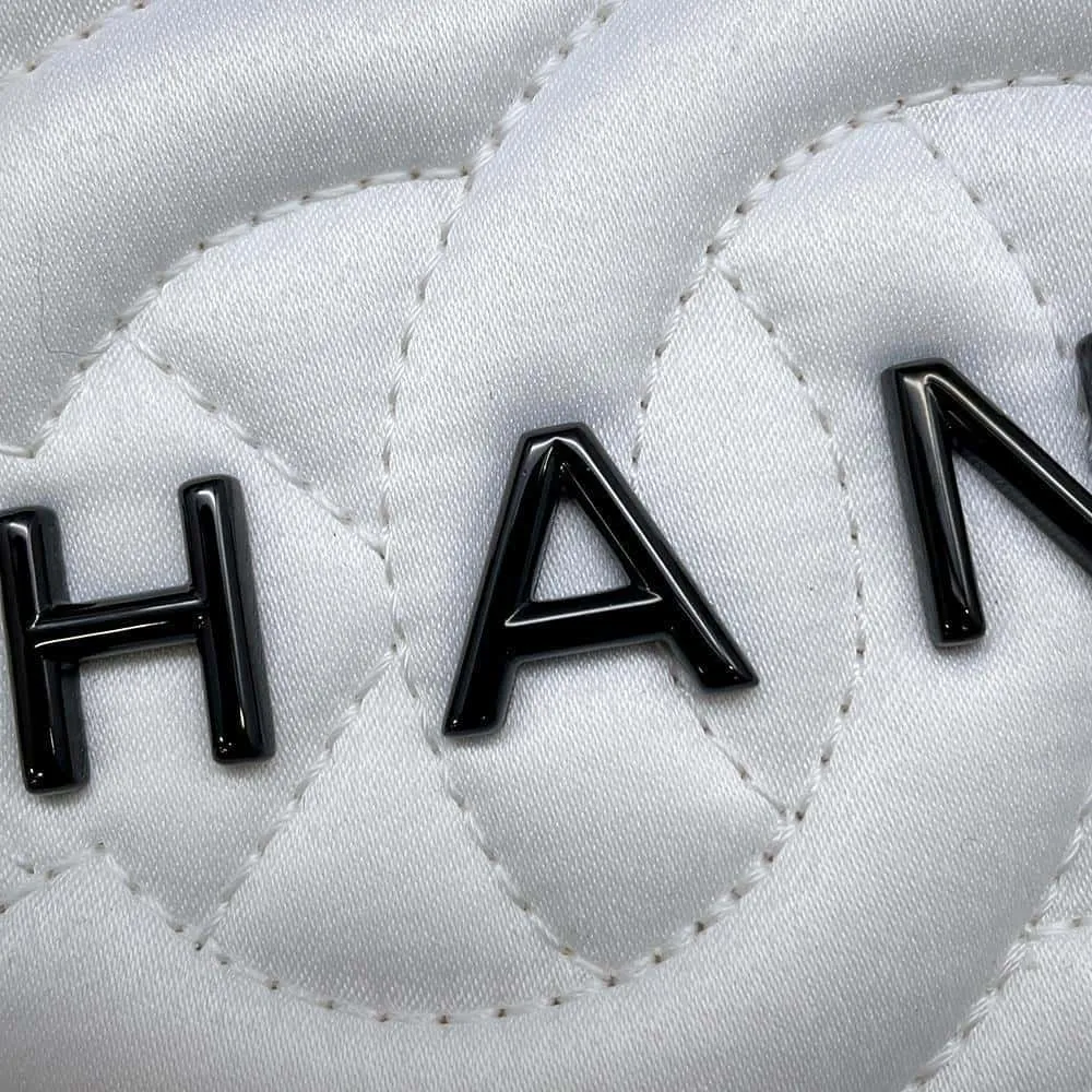 CHANEL Star ChainShoulder Bag White AS4579 Satin