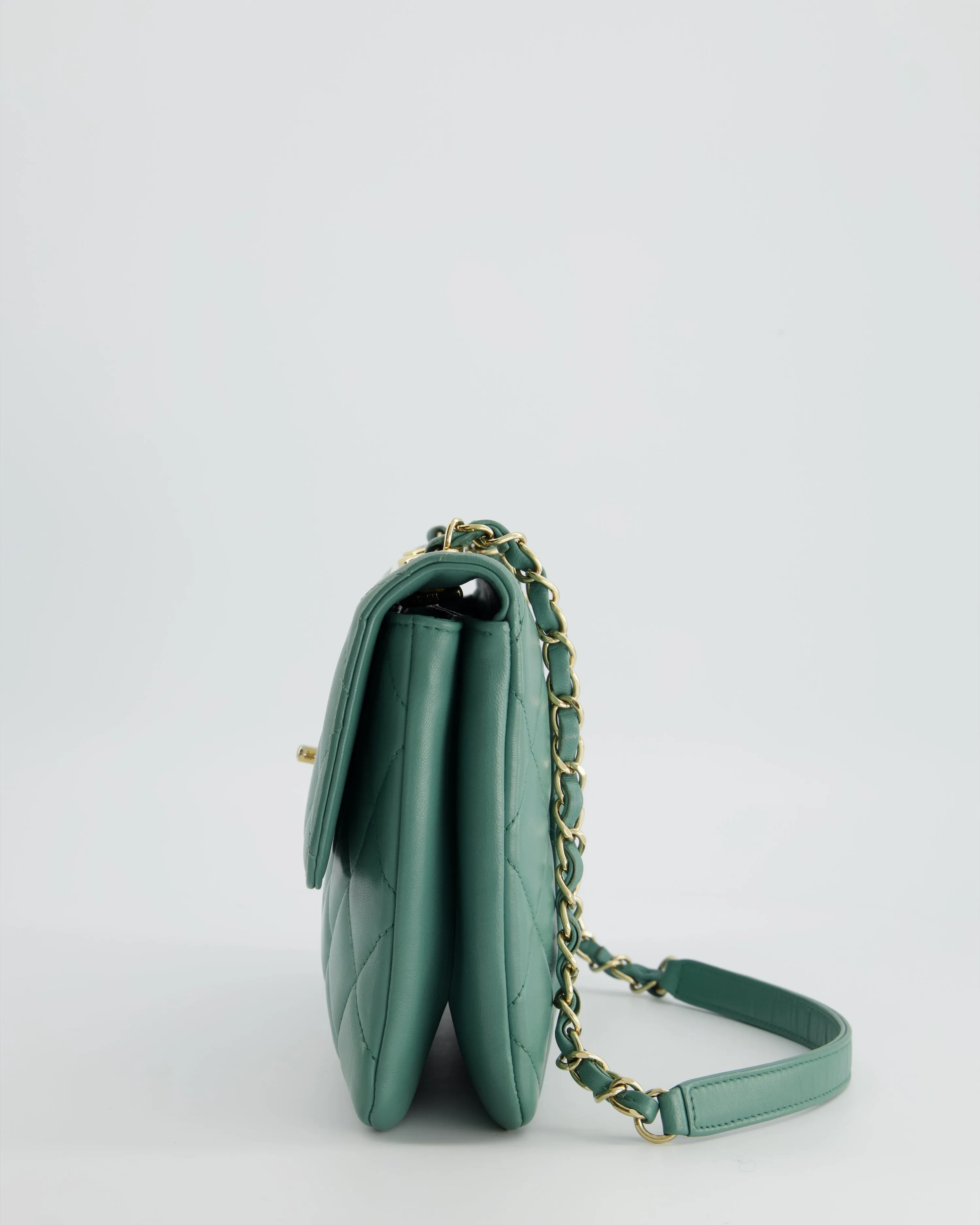 Chanel Teal Trendy CC Shoulder Bag in Lambskin Leather with Gold Hardware