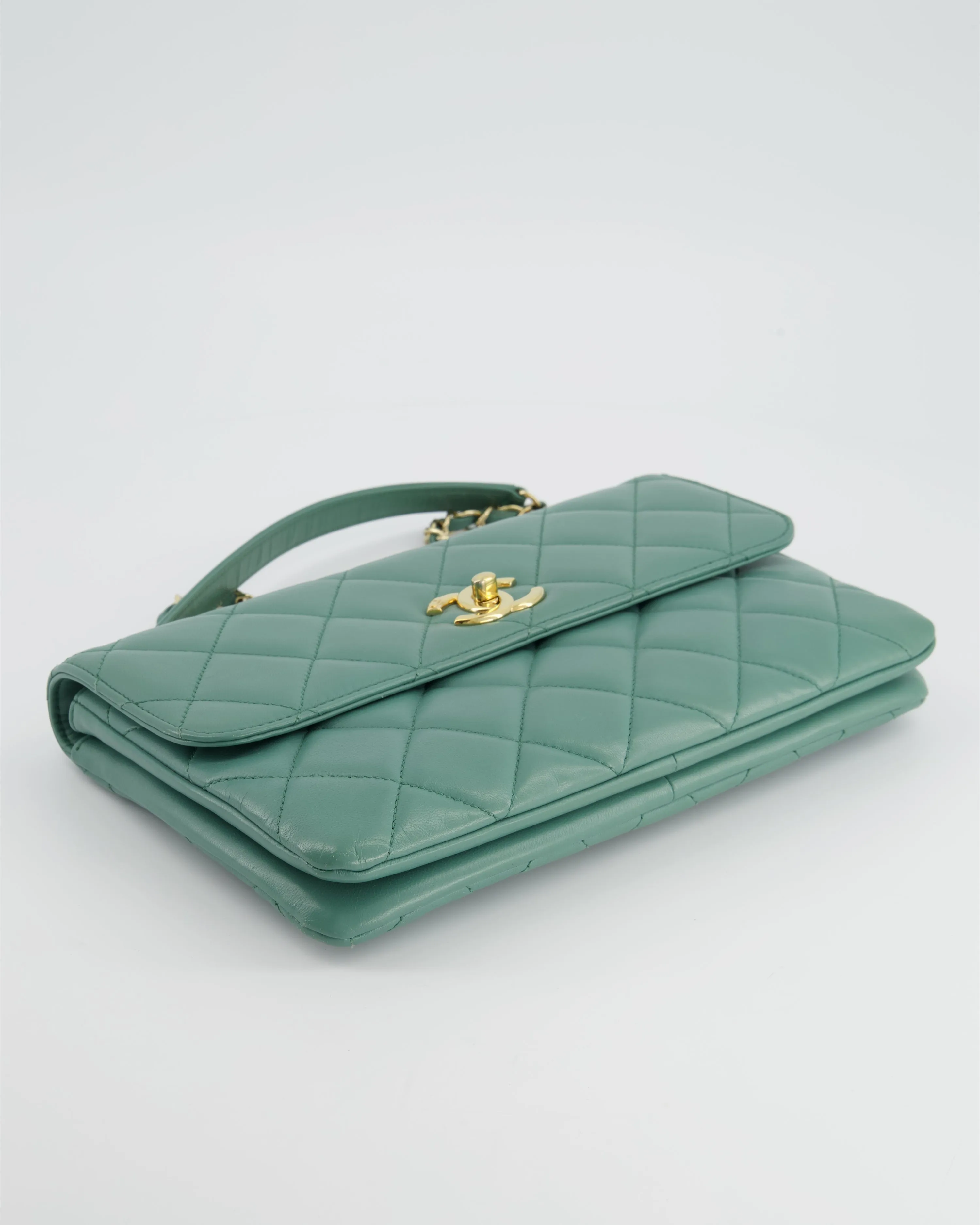 Chanel Teal Trendy CC Shoulder Bag in Lambskin Leather with Gold Hardware