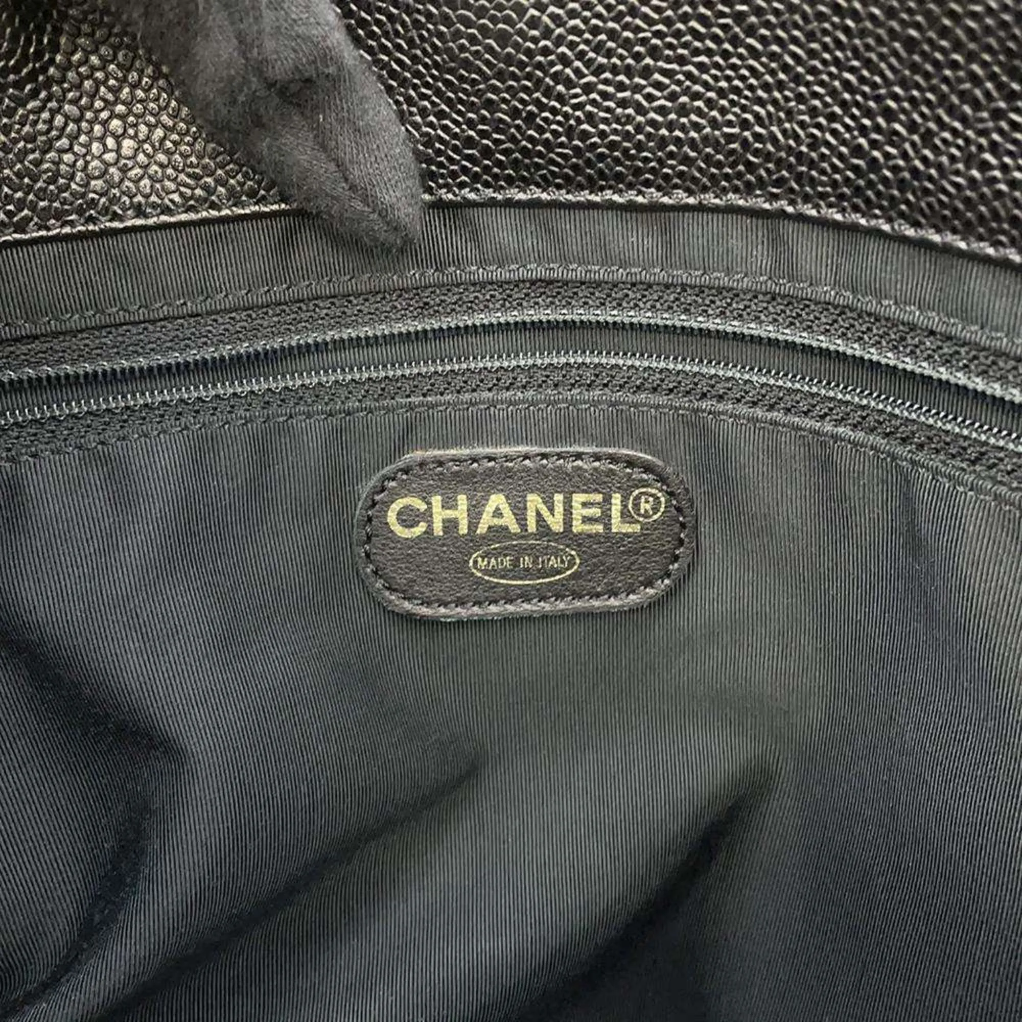 Chanel Tote Bag Coco Mark Wood Grain Plastic Chain A14202 CHANEL Black Shoulder